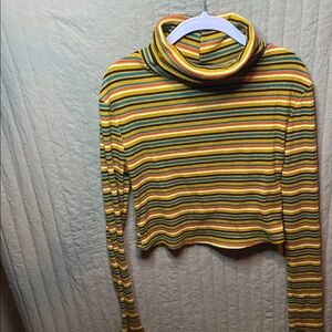 Striped Turtleneck Cropped Sweater